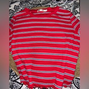 striped semi-crop top